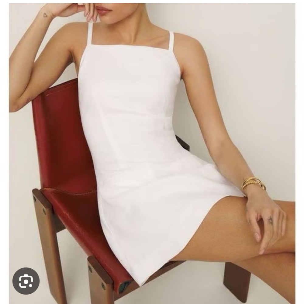 LIKE NEW REFORMATION Phillipa Linen Dress, White, size 6